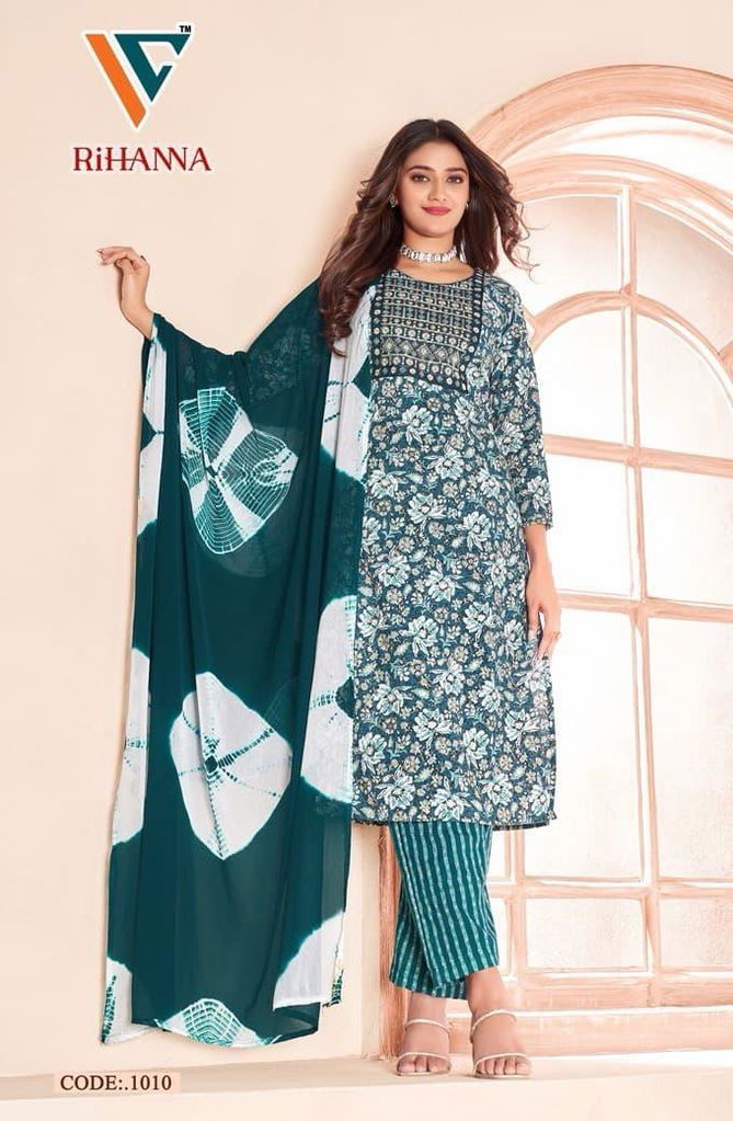 Rihanna Vol 1 By Vandana Rayon Printed Kurti With Bottom Dupatta Wholesale Market In Surat